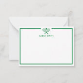 テニスパーソナライズされたグリーンとイエローノテカード ノートカード (正面)