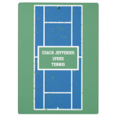 テニスパーソナライズされたコーチブルー&グリーン クリップボード (裏面)