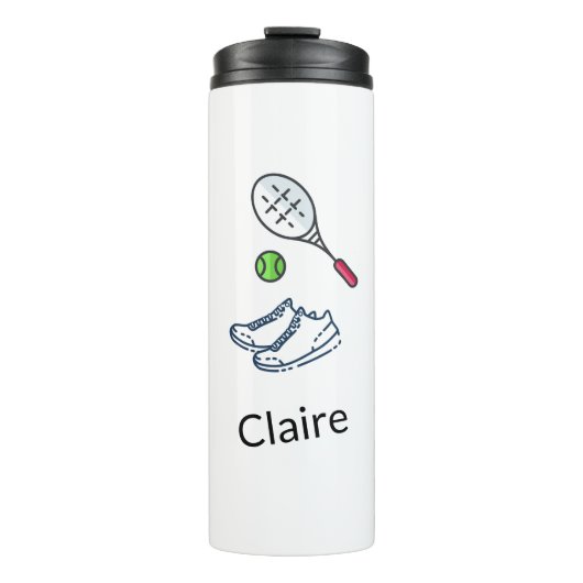 テニスパーソナライズされたシューズラケット&グリーンボールかわいい タンブラー (正面)
