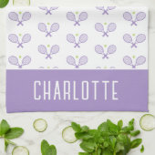 テニスパーソナライズされたパターン名前をカスタムするテニス キッチンタオル (折り畳み)