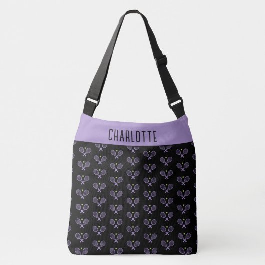 テニスパーソナライズされたパターン名前をカスタムするテニス クロスボディバッグ (正面)