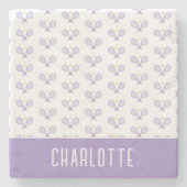 テニスパーソナライズされたパターン名前をカスタムするテニス ストーンコースター (正面)