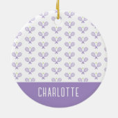 テニスパーソナライズされたパターン名前をカスタムするテニス セラミックオーナメント (裏面)