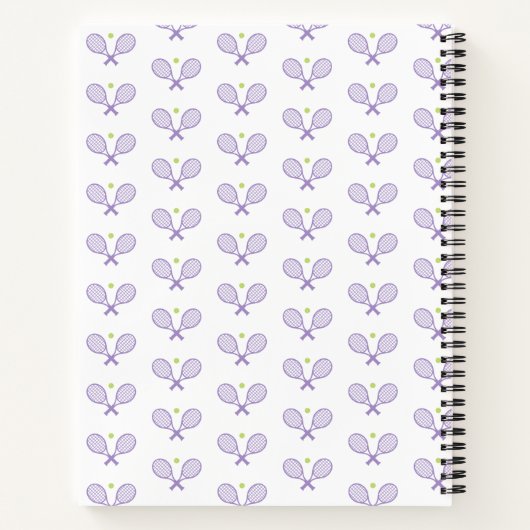 テニスパーソナライズされたパターン名前をカスタムするテニス ノートブック (裏面)