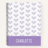 テニスパーソナライズされたパターン名前をカスタムするテニス ノートブック (正面)