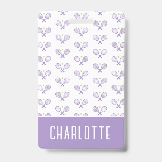 テニスパーソナライズされたパターン名前をカスタムするテニス バッジ (正面)