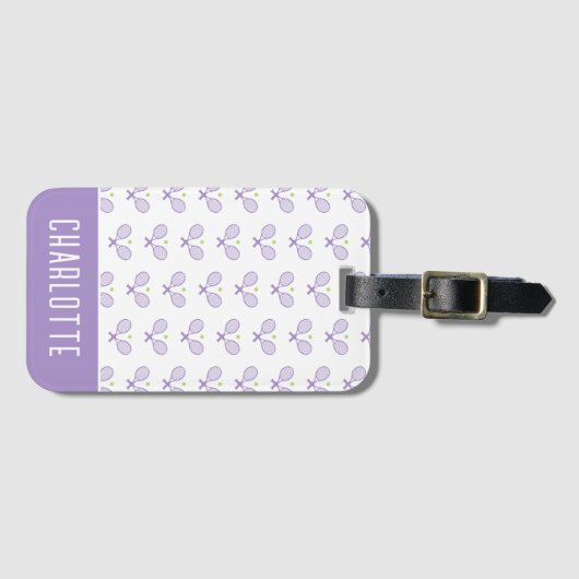 テニスパーソナライズされたパターン名前をカスタムするテニス ラゲッジタグ (正面横)