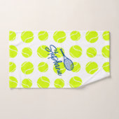 テニスパーソナライズされたボール手書き名 ハンドタオル (ハンドタオル)