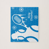 テニスパーソナライズされたボール雪だるまクリスマスパズル ジグソーパズル (縦)