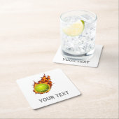 テニスパーソナライズされたボール・オン・ファイアテニステーマプレゼント スクエアペーパーコースター (インサイチュ)