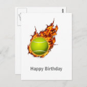 テニスパーソナライズされたボール・オン・ファイアテニステーマプレゼント ポストカード (正面/裏面)