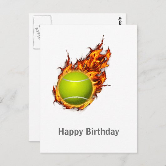 テニスパーソナライズされたボール・オン・ファイアテニステーマプレゼント ポストカード (正面/裏面)
