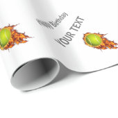 テニスパーソナライズされたボール・オン・ファイアテニステーマプレゼント ラッピングペーパー (ロールコーナー)