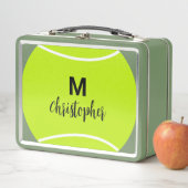 テニスパーソナライズされたモノグラムイニシャル名 メタルランチボックス (インサイチュ)