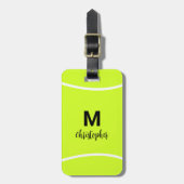 テニスパーソナライズされたモノグラムイニシャル名 ラゲッジタグ (正面縦)