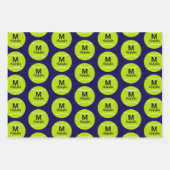 テニスパーソナライズされたモノグラムイニシャル名 ラッピングペーパーシート (正面3)