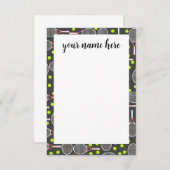 テニスパーソナライズされたラケットノテカード サンキューカード (正面/裏面)