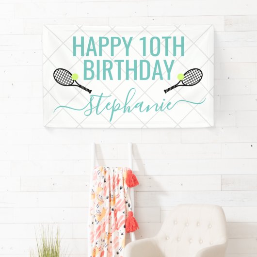 テニスパーソナライズされた名誕生日パーティー 横断幕 (インサイチュ)
