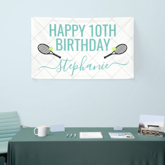 テニスパーソナライズされた名誕生日パーティー 横断幕 (トレードショー)