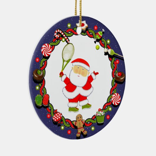 テニスパーソナライズされた記念ギフト セラミックオーナメント (右)