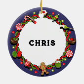 テニスパーソナライズされた記念ギフト セラミックオーナメント (裏面)