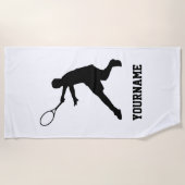 テニスパーソナライズされた選手およびコーチ用ビーチタオル ビーチタオル (正面)