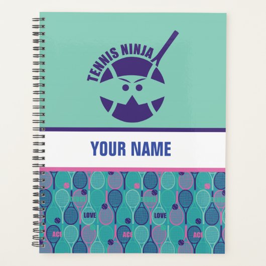 テニスパーソナライズされた選手のためのデザイン、コーチ… プランナー手帳 (正面)