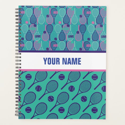 テニスパーソナライズされた選手のためのデザイン、コーチ… プランナー手帳 (正面)