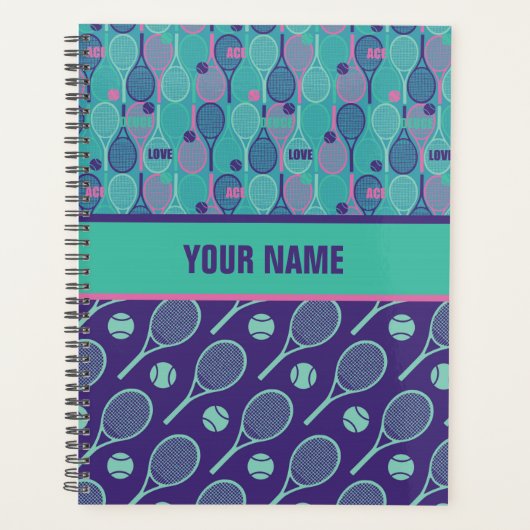 テニスパーソナライズされた選手のためのデザイン、コーチ… プランナー手帳 (正面)