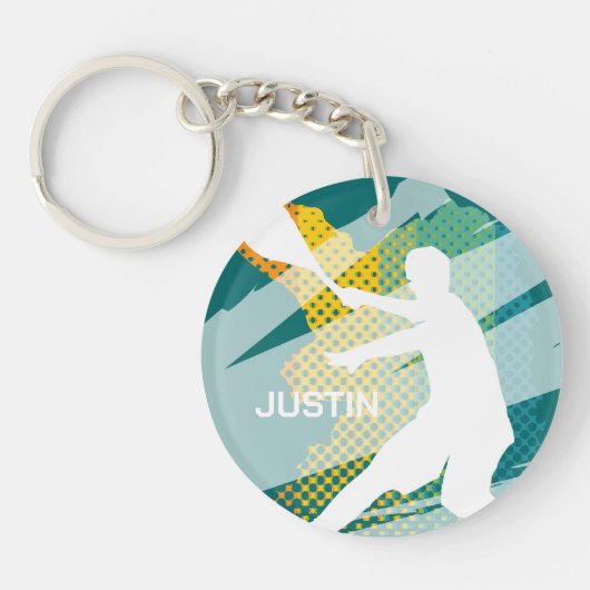 テニスパーソナライズされた選手のスポーツキーチェーン キーホルダー (正面)