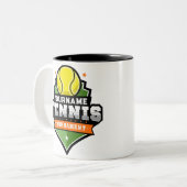 テニスパーソナライズされた選手の名前VARSITY大会 ツートーンマグカップ (正面左)