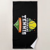 テニスパーソナライズされた選手の名前VARSITY大会 ビーチタオル (正面)