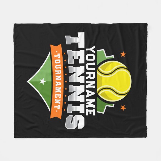 テニスパーソナライズされた選手の名前VARSITY大会 フリースブランケット (正面(横))