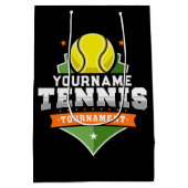 テニスパーソナライズされた選手の名前VARSITY大会 ミディアムペーパーバッグ (裏面)