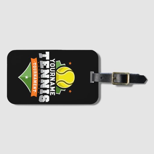 テニスパーソナライズされた選手の名前VARSITY大会 ラゲッジタグ (正面横)