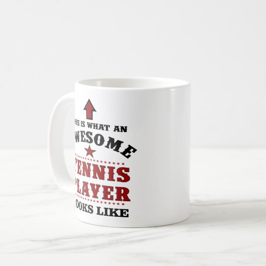 テニスパーソナライズされた選手ギフト コーヒーマグカップ (正面左)
