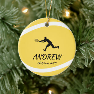 テニスパーソナライズされた選手スポーツファンアスリートクリスマス セラミックオーナメント