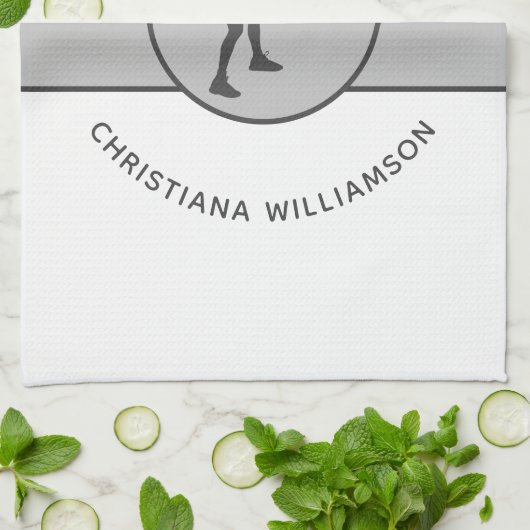 テニスパーソナライズされた選手テニスガールカスタムギフト キッチンタオル (折り畳み)