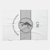 テニスパーソナライズされた選手テニスガールカスタムギフト キッチンタオル (横)