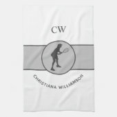 テニスパーソナライズされた選手テニスガールカスタムギフト キッチンタオル (縦)