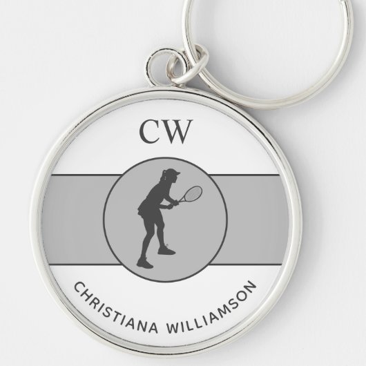 テニスパーソナライズされた選手テニスガールカスタムギフト キーホルダー (正面)