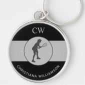 テニスパーソナライズされた選手テニスガールカスタムギフト キーホルダー (正面)