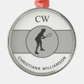 テニスパーソナライズされた選手テニスガールカスタムギフト メタルオーナメント (正面)