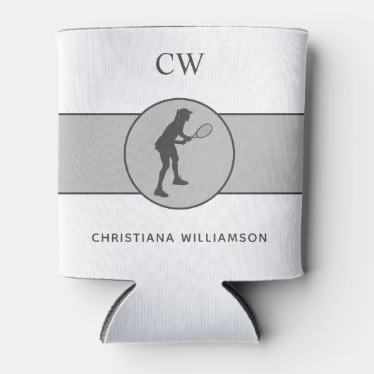 テニスパーソナライズされた選手テニスガールカスタムギフト 缶クーラー (正面)