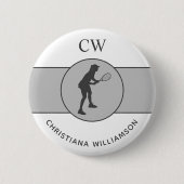 テニスパーソナライズされた選手テニスガールカスタムギフト 缶バッジ (正面)