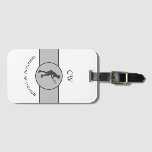 テニスパーソナライズされた選手テニスガール ラゲッジタグ (正面横)