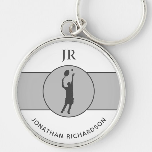 テニスパーソナライズされた選手テニスコートのギフト キーホルダー (正面)