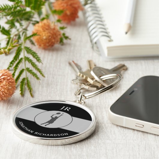 テニスパーソナライズされた選手テニスコートのギフト キーホルダー (側面)