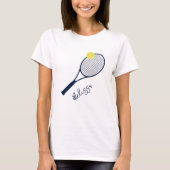 テニスパーソナライズされた選手ラケットのモチーフ Tシャツ (正面)