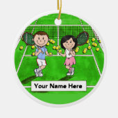 テニスパーソナライズされた選手 – カスタムヘアカラー セラミックオーナメント (正面)